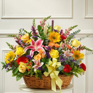 Bright Flower Sympathy Basket