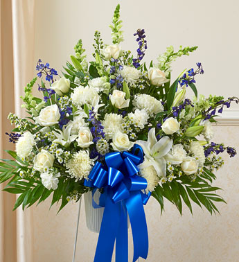 Heartfelt Sympathies Standing Basket Blue & White