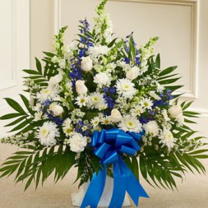 Heartfelt Tribute Floor Basket Blue & White