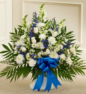 Heartfelt Tribute Floor Basket Blue & White