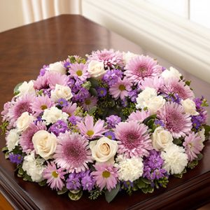 Cremation Wreath Lavender and White