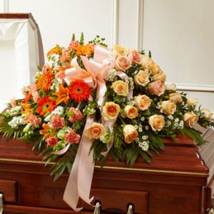 Cherished Memories Half Casket Cover Peach