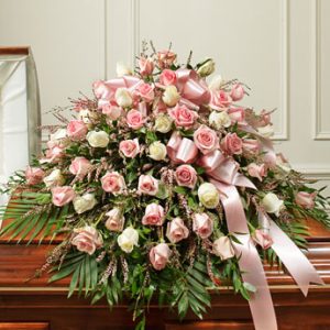 Cherished Memories Half Casket Cover Roses Pink An