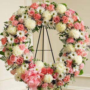 Serene Blessings Standing Wreath Pink And White