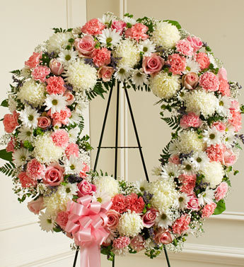 Serene Blessings Standing Wreath Pink And White