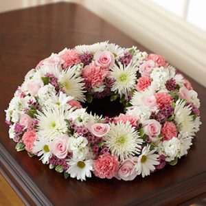 Cremation Wreath Pink and White