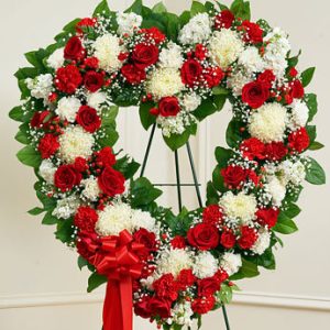 Always Remember Floral Heart Tribute Red And White