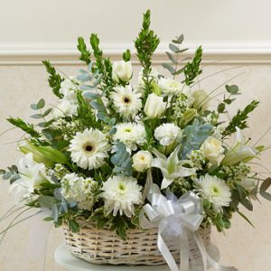Sympathy Arrangement In A Basket White
