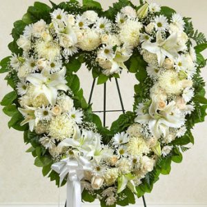Always Remember Floral Heart Tribute White