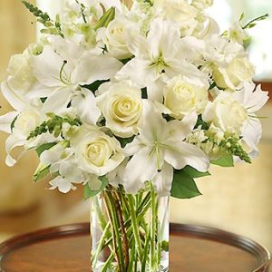 *Eternal™ Peace Vase - All White Arrangement - Canadian Sourced Flowers -