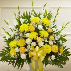 Heartfelt Tribute Floor Basket Arrangement Yellow