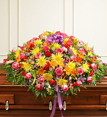 Mixed Flower Full Casket Cover