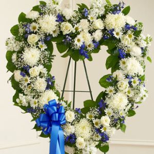 Always Remember Floral Heart Tribute Blue And White