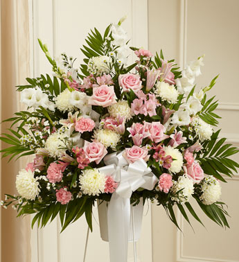 Heartfelt Sympathies Standing Basket Pink & White
