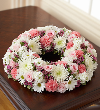 Cremation Wreath Pink and White