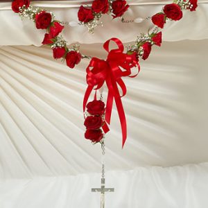 Rosary with Red Spray Roses